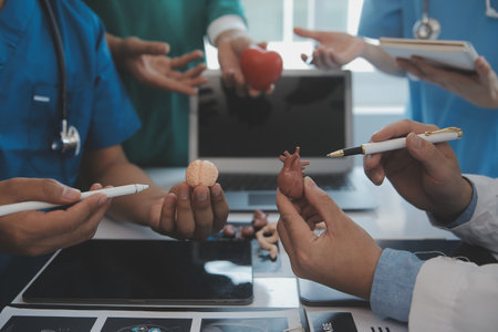 international team of professional doctors having a meeting in conference room at the modern hospital. Healthcare and medical development concept.の写真素材