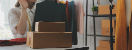Online seller owner. Online shopping. Business Start up SME concept. Young startup entrepreneur...