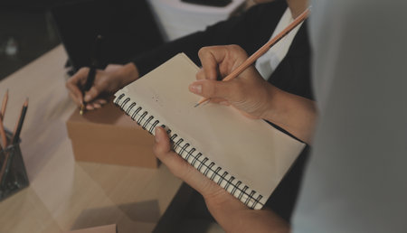 Business woman start up small business entrepreneur SME success .freelance woman working at home...