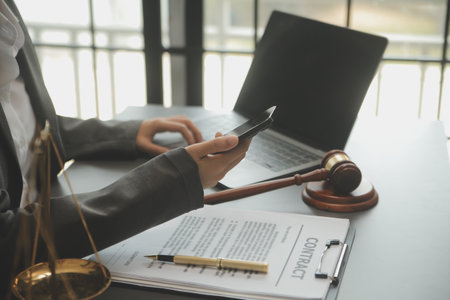 Customer service good cooperation, Consultation between a Businessman and Male lawyer or judge...