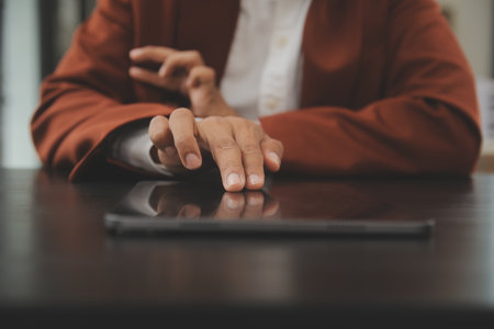 Team of business people working together in the meeting room office, teamwork background charts and graphs banner, double exposure successful teamwork,business planning concept.の写真素材