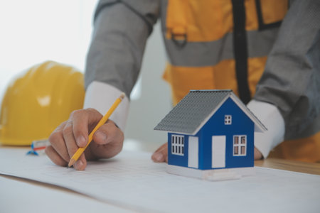 Construction and structure concept of Engineer or architect meeting for project working with partner...