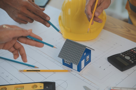 Construction and structure concept of Engineer or architect meeting for project working with partner...