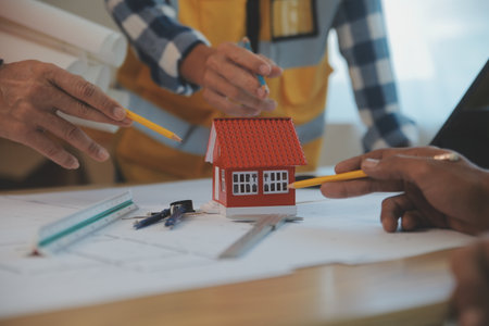 Construction and structure concept of Engineer or architect meeting for project working with partner...