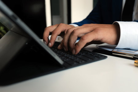 Business Documents, Auditor businesswoman checking searching document legal prepare paperwork or report for analysis TAX time,accountant Documents data contract partner deal in workplace officeの写真素材
