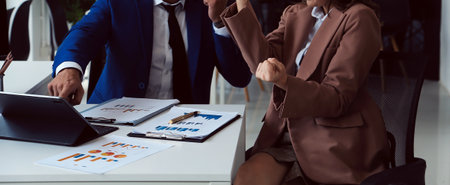 Team of business people working together in the meeting room office, teamwork background charts and graphs banner, double exposure successful teamwork,business planning concept.の写真素材