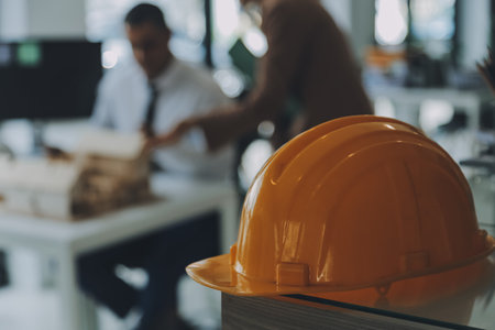 Construction and structure concept of Engineer or architect meeting for project working with partner...