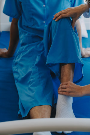 Women Asian doctors hold the patient hand and encourage and provide medical advice While checking the patient health in bed. Concept of Care and compassion, antenatal care, Threatened abortionの写真素材