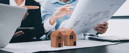 Construction and structure concept of Engineer or architect meeting for project working with partner...