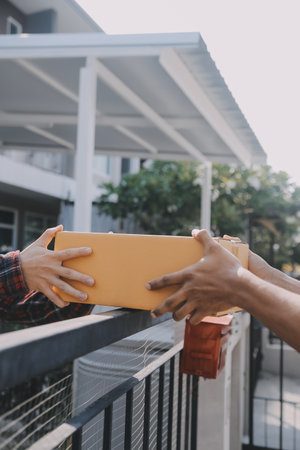 Business woman start up small business entrepreneur SME success .freelance woman working at home with Online Parcel delivery. SME and packaging deliveryconceptの写真素材