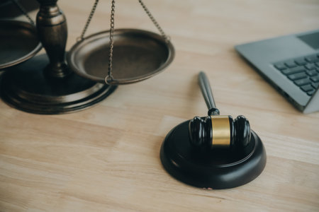 Customer service good cooperation, Consultation between a Businessman and Male lawyer or judge consult having team meeting with client, Law and Legal services concept.の写真素材