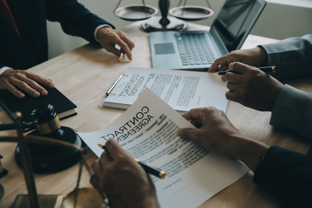 Customer service good cooperation, Consultation between a Businessman and Male lawyer or judge...