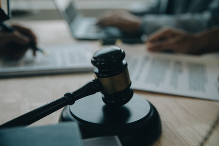 Customer service good cooperation, Consultation between a Businessman and Male lawyer or judge...