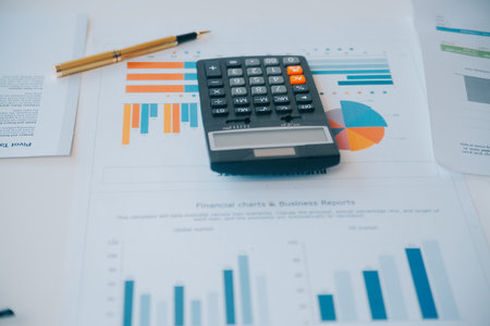 Business team collaboration discussing working analyzing with financial data and marketing growth report graph in team, presentation and brainstorming to strategy planning making profit of company.の写真素材