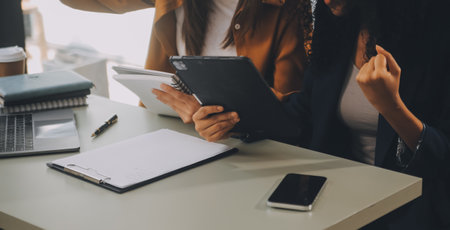 Asian businesswoman working on laptop computer Look for job online, freelance looking and typing on...