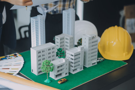 Construction and structure concept of Engineer or architect meeting for project working with partner...