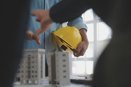 Construction and structure concept of Engineer or architect meeting for project working with partner...