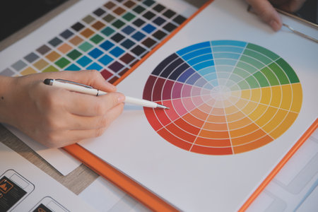 UX UI design process for modish mobile application and website . Creative prototype of wireframe for professional app developer .の写真素材