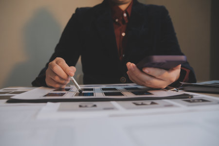 UX UI design process for modish mobile application and website . Creative prototype of wireframe for professional app developer .の写真素材