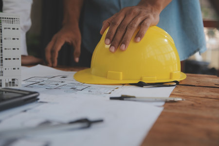 Construction and structure concept of Engineer or architect meeting for project working with partner...