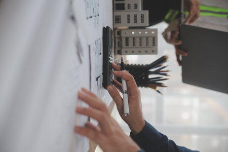 Construction and structure concept of Engineer or architect meeting for project working with partner...