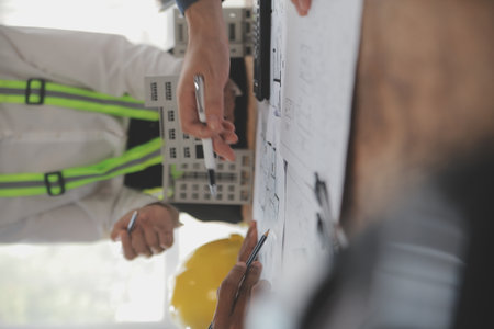 Construction and structure concept of Engineer or architect meeting for project working with partner...