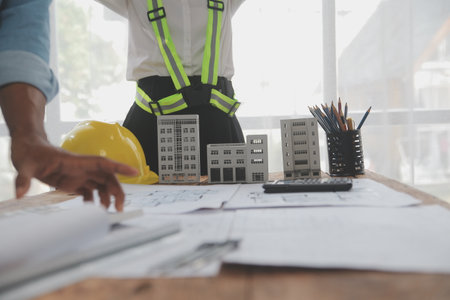 Construction and structure concept of Engineer or architect meeting for project working with partner...