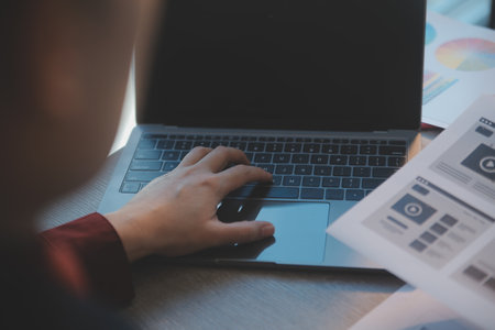 UX UI design process for modish mobile application and website . Creative prototype of wireframe for professional app developer .の写真素材