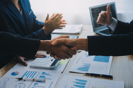 business background.handshake business men in the business center