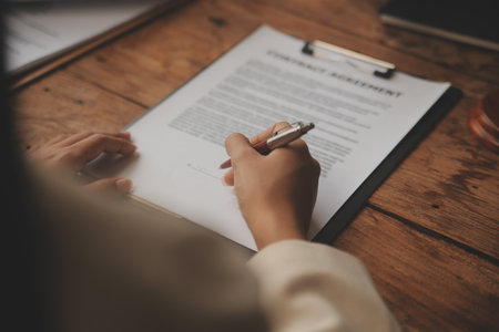 Good service cooperation, Consultation of Businesswoman and Male lawyer or judge counselor having...