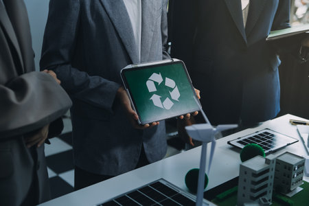 Carbon offset price report CO2 emission. Future growth Net zero waste in ESG ethical SME office...