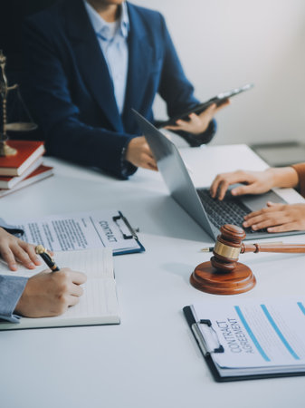 Businessman and lawyer discuss the contract document. Treaty of the law. Sign a contract business.