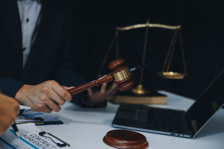 Businessman and Male lawyer or judge consult having team meeting with client, Law and Legal services...
