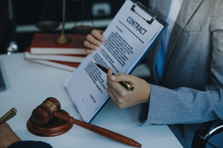 Businessman and lawyer discuss the contract document. Treaty of the law. Sign a contract business.