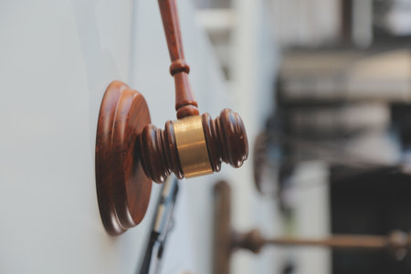 Law theme, gavel or mallet of the judge, lawyer enforcement officers, evidence-based cases taken...