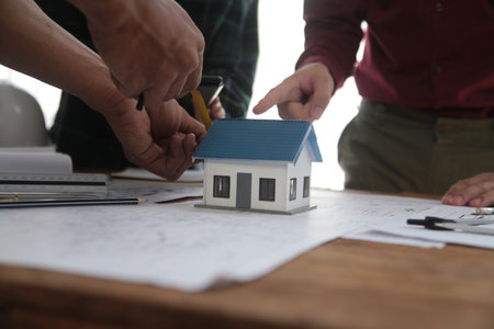 Construction and structure concept of Engineer or architect meeting for project working with partner...