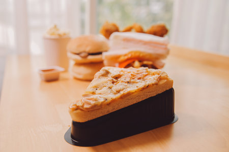 Multiple type of Fast food on table.の写真素材