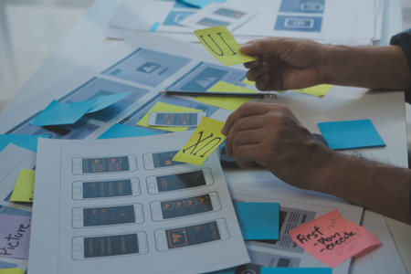 ux Graphic designer creative sketch planning application process development prototype wireframe for...