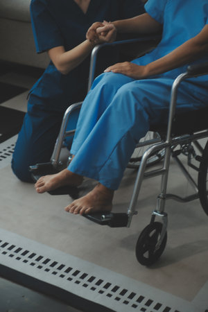 Doctor giving hope. Close up shot of young female physician leaning forward to smiling elderly lady...