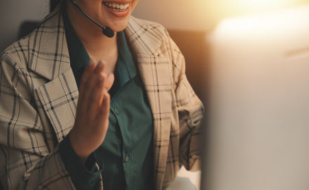 Call center, computer and business with woman in office for customer service, technical support and...
