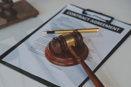 Law theme, gavel or mallet of the judge, lawyer enforcement officers, evidence-based cases taken into account in the court abount business, legislation.の写真素材