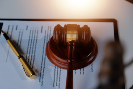 Law theme, gavel or mallet of the judge, lawyer enforcement officers, evidence-based cases taken into account in the court abount business, legislation.の写真素材