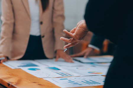 Business People Entrepreneurs Teams are Meeting Discussing and Problem Solving Together Their Project in Conference Room. Professional Entrepreneurship Teamwork are Business Dealing Meeting Togetherの写真素材