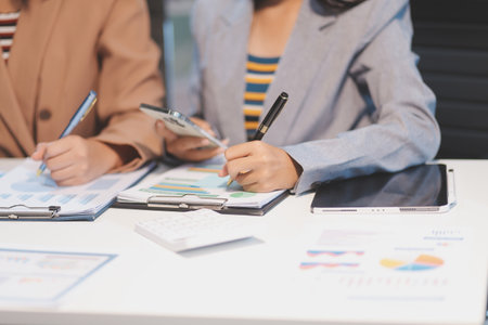 Business conference, marketing research, sales strategy analysis for business growth. and investment planning consulting. Accounting finance concept.の写真素材