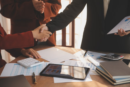 Image business mans handshake. Business partnership meeting successful concept