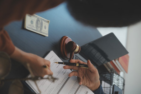 Law theme, gavel or mallet of the judge, lawyer enforcement officers, evidence-based cases taken...
