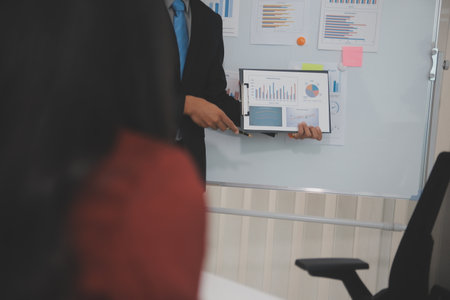 Audit concept,Administrator business man financial inspector and secretary making report calculating...