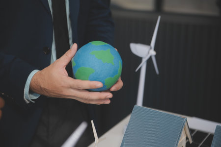 Green energy business company meeting with business people planning and discuss marketing of...