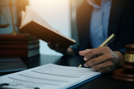 Law theme, gavel or mallet of the judge, lawyer enforcement officers, evidence-based cases taken...