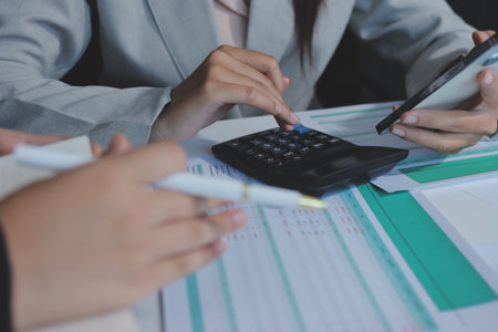 Team of business people are meeting to analyze data for marketing plan,Market research reports and income statistics, Financial and Accounting concept.の写真素材